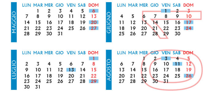 Calendario giornate di raccolta 2018