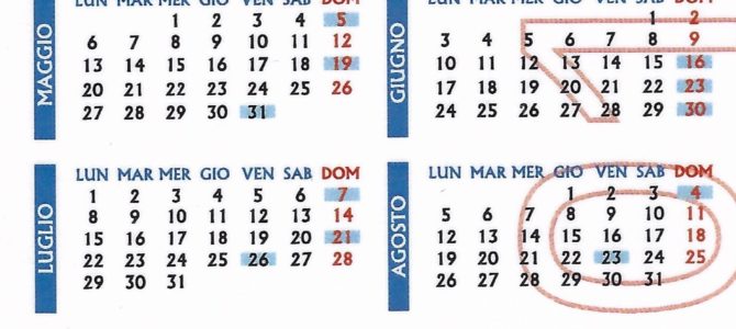 Calendario delle giornate di raccolta 2019